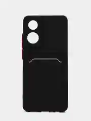 Черный силиконовый чехол для OPPO A78 (Оппо А78) с карманом для карт, прозрачный