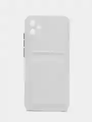 Белый силиконовый чехол для Samsung Galaxy A04E / А04Е, цветной, с карманом для карт