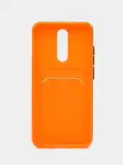 Оранжевый чехол для Xiaomi Redmi 8A (Сяоми Редми 8А) с карманом для карт, силиконовый, прозрачный