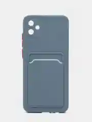 Синий меланж силиконовый чехол для Samsung Galaxy A04E / А04Е, цветной, с карманом для карт
