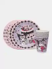 Набор для праздника Kuromi Любимая вишенка (тарелка мал., стакан, по 6 шт.)