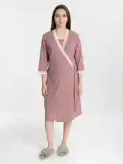 Пастельно-коралловый комплект для беременных : халат и ночная сорочка, размеры с 44 по 54,LILIANS