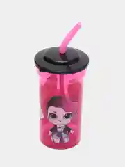 Стакан пластиковый с соломинкой и крышкой (прозрачный, 460 мл). LOL