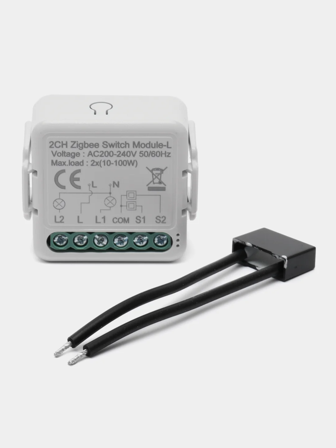 Белый умное реле Zigbee 2 линии ( 2 клавиши / без нуля)