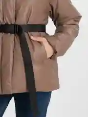 Бежевый меланж куртка женская, экокожа