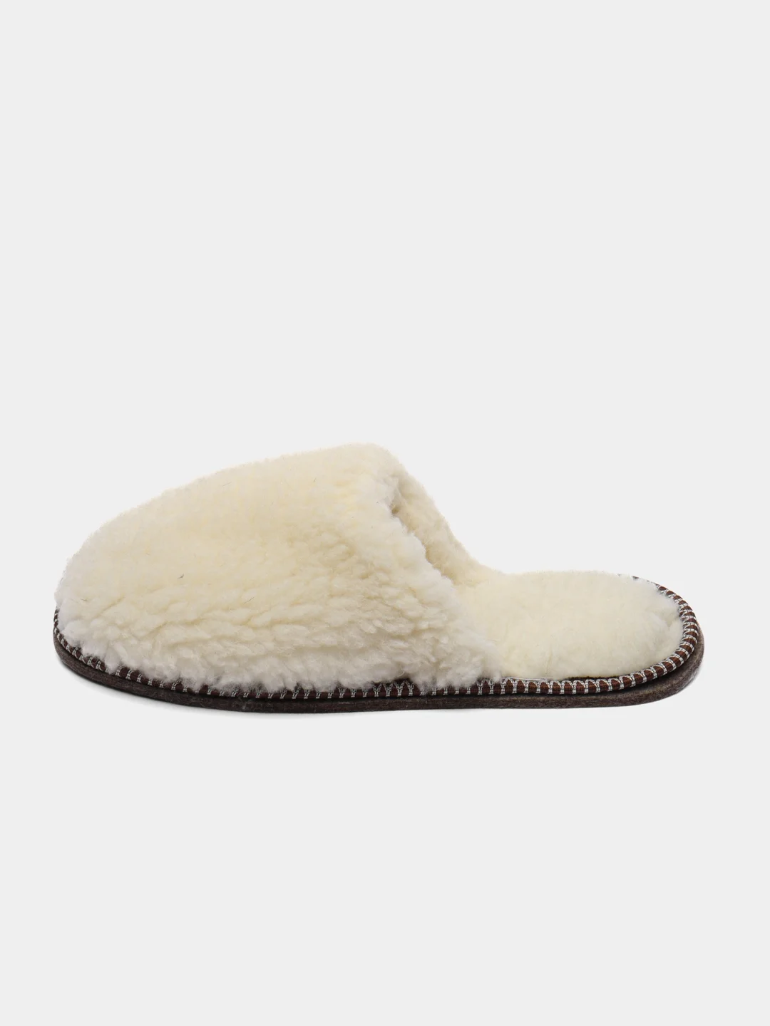 Бежевый тапочки домашние меховые женские и мужские из овчины Soft Slippers