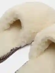 Бежевый тапочки домашние меховые женские и мужские из овчины Soft Slippers