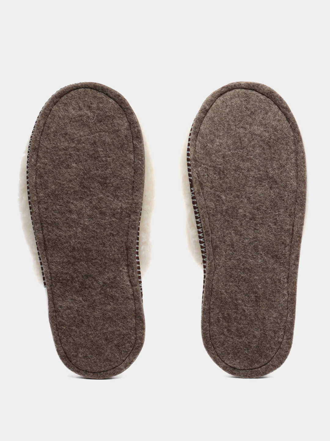 Бежевый тапочки домашние меховые женские и мужские из овчины Soft Slippers