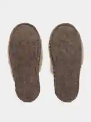 Бежевый тапочки домашние меховые женские и мужские из овчины Soft Slippers