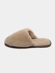 Бежевый тапочки домашние меховые женские и мужские из овчины Soft Slippers