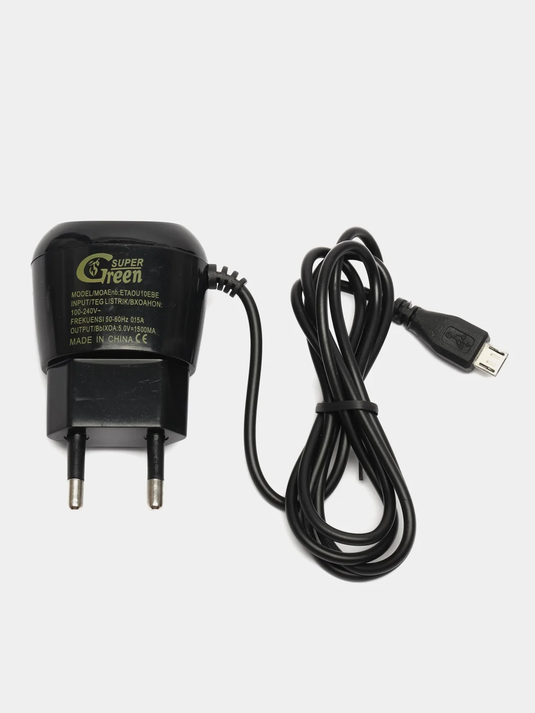 Сетевое зарядное устройство СЗУ Super Green V8, с кабелем MicroUSB, 1А 5V
