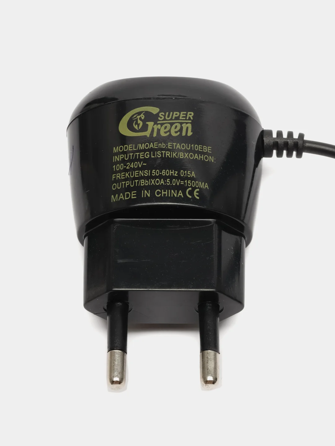 Сетевое зарядное устройство СЗУ Super Green V8, с кабелем MicroUSB, 1А 5V