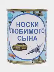 Бежевый меланж носки в банке мужские с 23 февраля подарочные