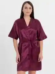 Бордовый пижама атласная, комплект: халат+шорты+майка, халат+сорочка , пеньюар женский
