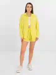 Желтый женский КОСТЮМ ТРОЙКА С ШОРТАМИ
