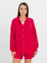 Красный женский КОСТЮМ ТРОЙКА С ШОРТАМИ