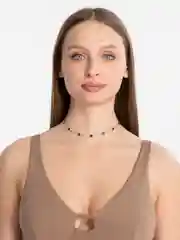 Серебряный винтажный чокер на шею с зелеными кристаллами