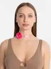Розовый чокер на шею с цветком, украшение на шею роза