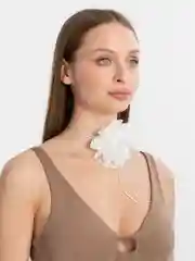 Белый чокер на шею с цветком, украшение на шею роза