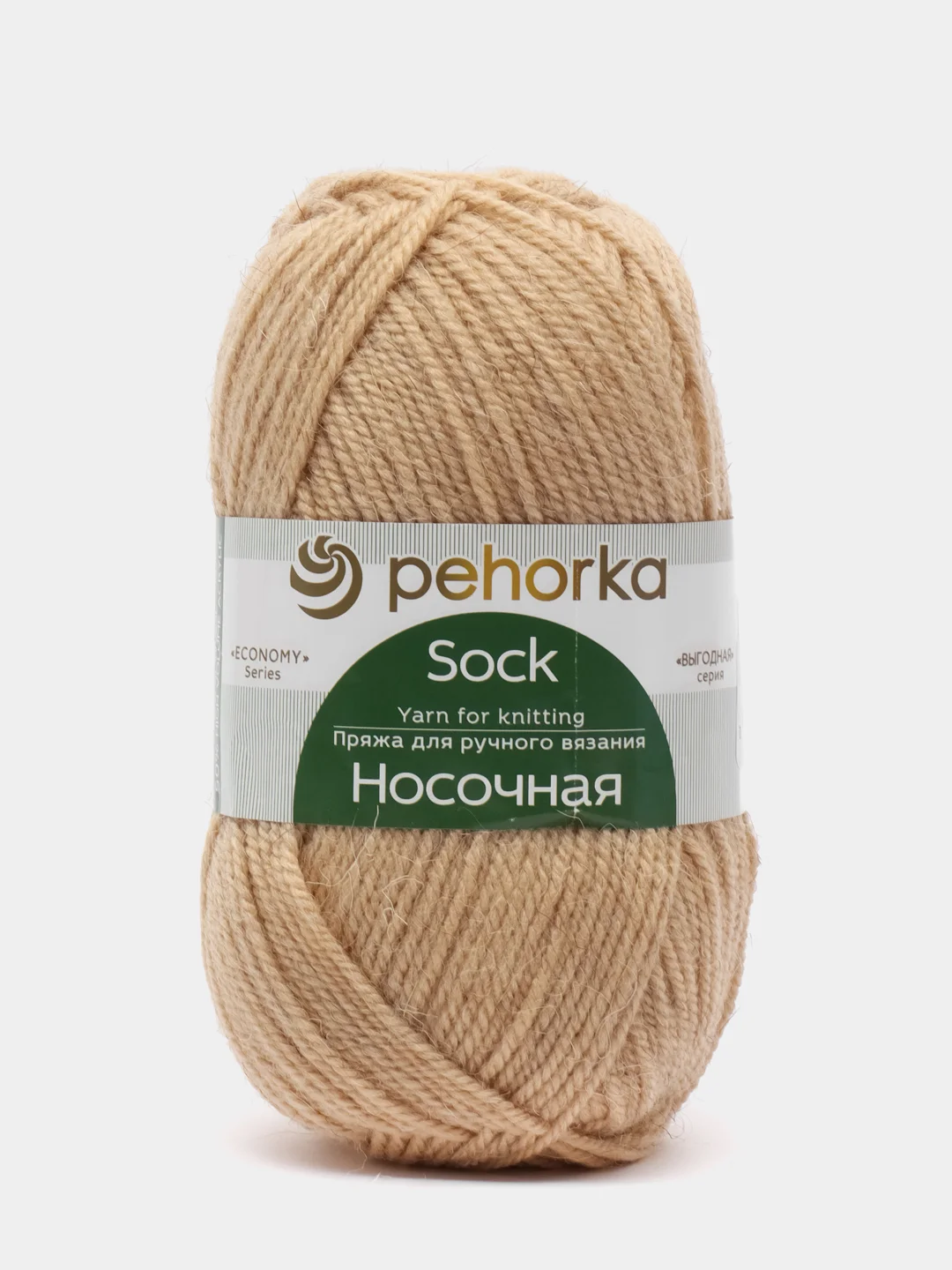 Кремовый пряжа Пехорка Носочная 50% шерсть, 50% акрил 100г, 200м