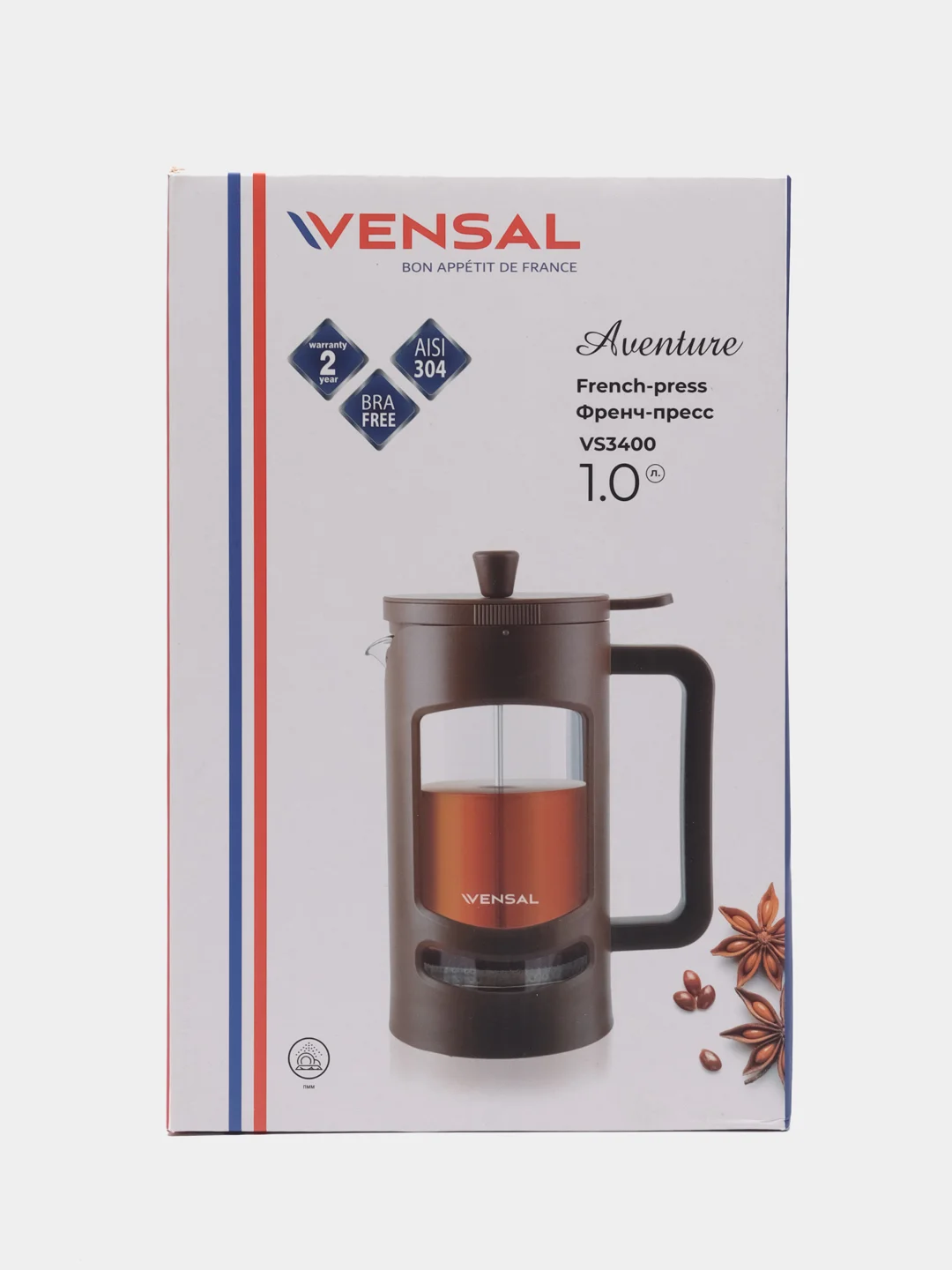 Френч-пресс Aventure 1,0 л Vensal VS3400