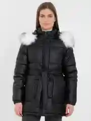 Черный пуховик женский, укороченный