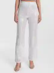 Белый женские брюки с пайетками