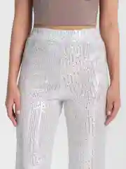 Белый женские брюки с пайетками