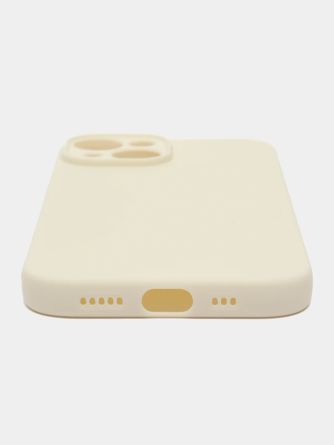 Кремовый чехол для iPhone 15 силиконовый BROSCORP матовый/ прозрачный тонкий c защитой камер бортик