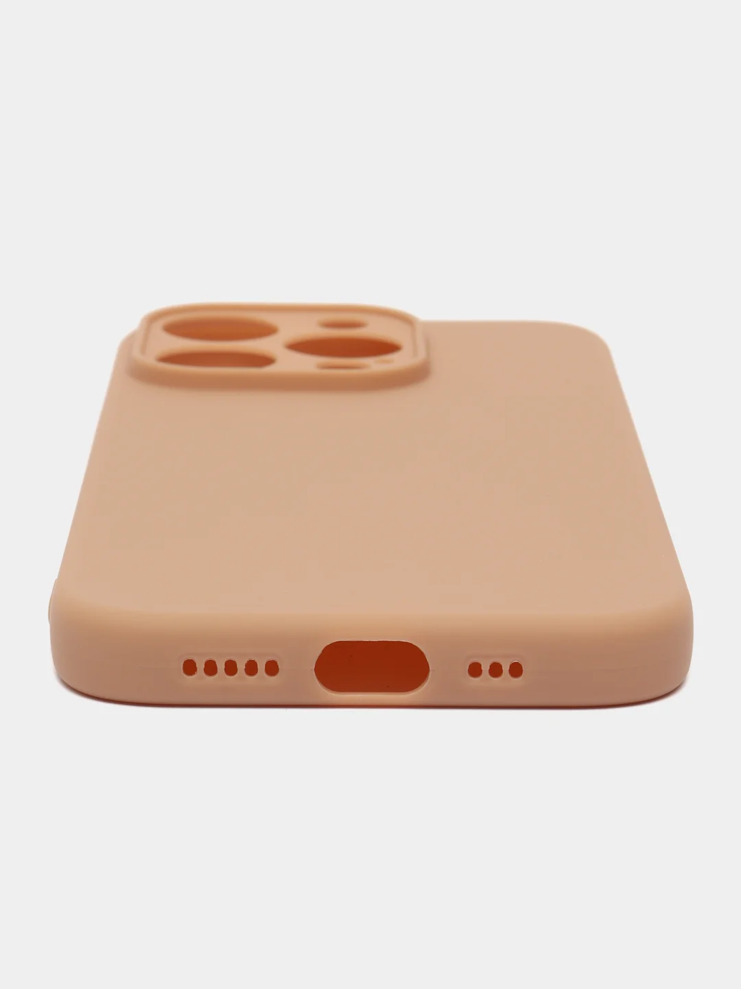 Светло-коричневый чехол для iPhone 15 Pro силиконовый BROSCORP матовый/ прозрачный/ с карманом, защита камер