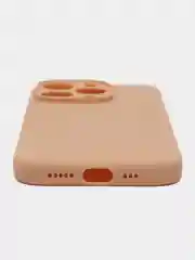 Светло-коричневый чехол для iPhone 15 Pro силиконовый BROSCORP матовый/ прозрачный/ с карманом, защита камер