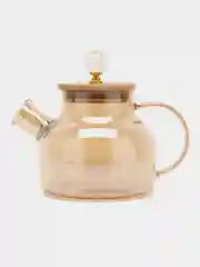 Чайник заварочный, стеклянный, с бамбуковой крышкой