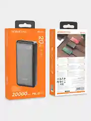 Черный повербанк 20000mAh портативный внешний аккумулятор