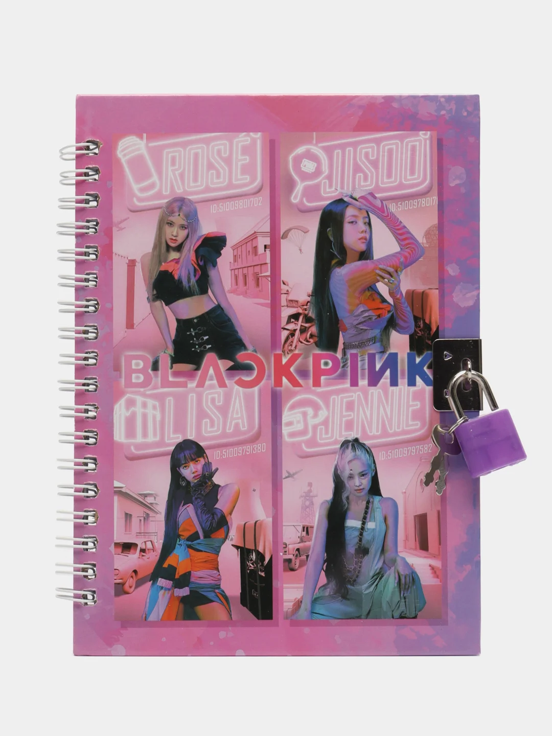 Алый блокнот k-pop Black Pink на спирали с замком, несколько видов