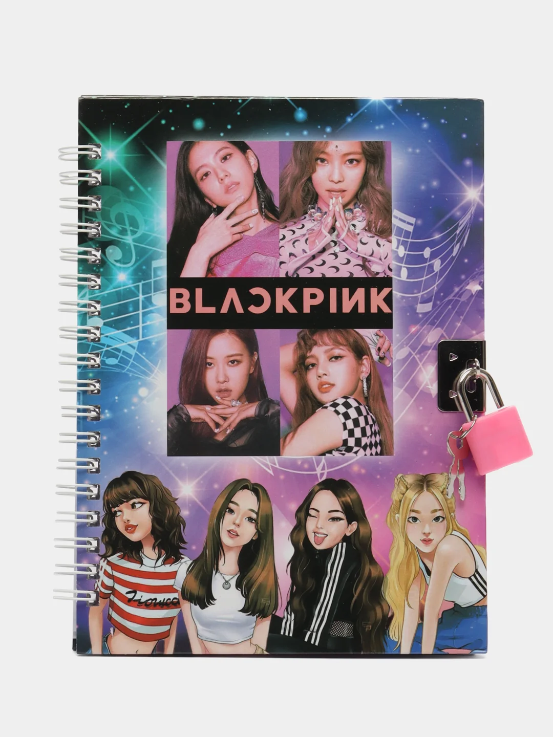 Багровый блокнот k-pop Black Pink на спирали с замком, несколько видов