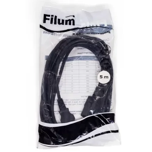 Черный кабель питания Filum FL-PC10-C13-C14-5M С13- C14