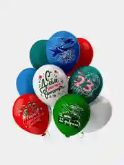 Голубой воздушные шарики на 23 февраля, "С днём Защитника Отечества", 5 штук
