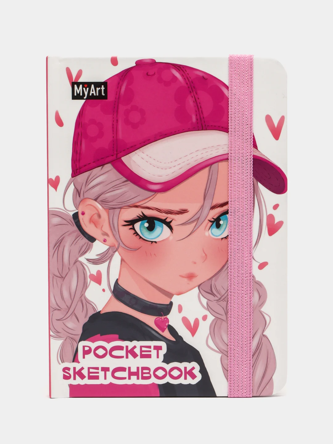 Тёмно-розовый скетчбук А6 MyArt Pocket, с резинкой, 48 листов. Проф-Пресс