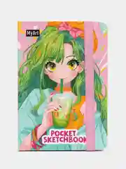 Тёмно-бирюзовый скетчбук А6 MyArt Pocket, с резинкой, 48 листов. Проф-Пресс