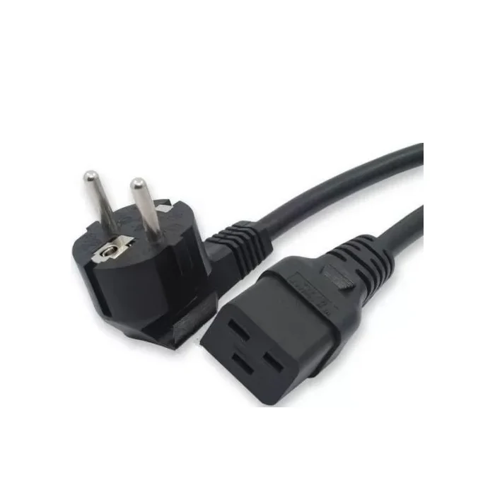 Черный кабель питания Filum FL-PC-SH90/C19-C-3.0-BK ПВС-АП 3x1.5 CEE 7/7(Schuko) угловая - C19