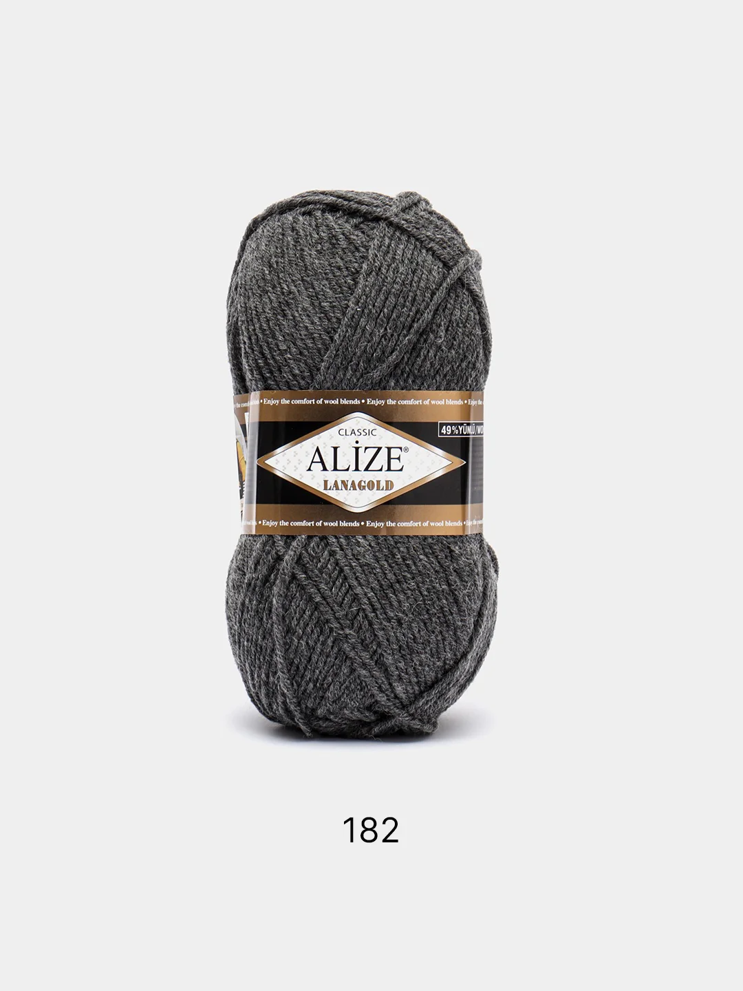 Серый меланж пряжа Alize Lanagold, 49% шерсть, 51% акрил, 100 г, 240 м