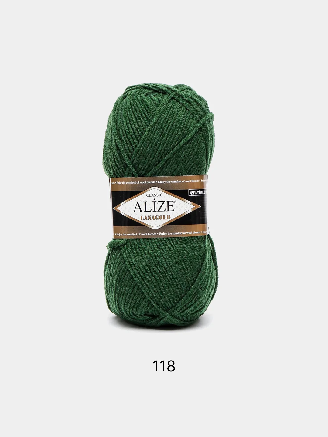 Зеленый пряжа Alize Lanagold, 49% шерсть, 51% акрил, 100 г, 240 м