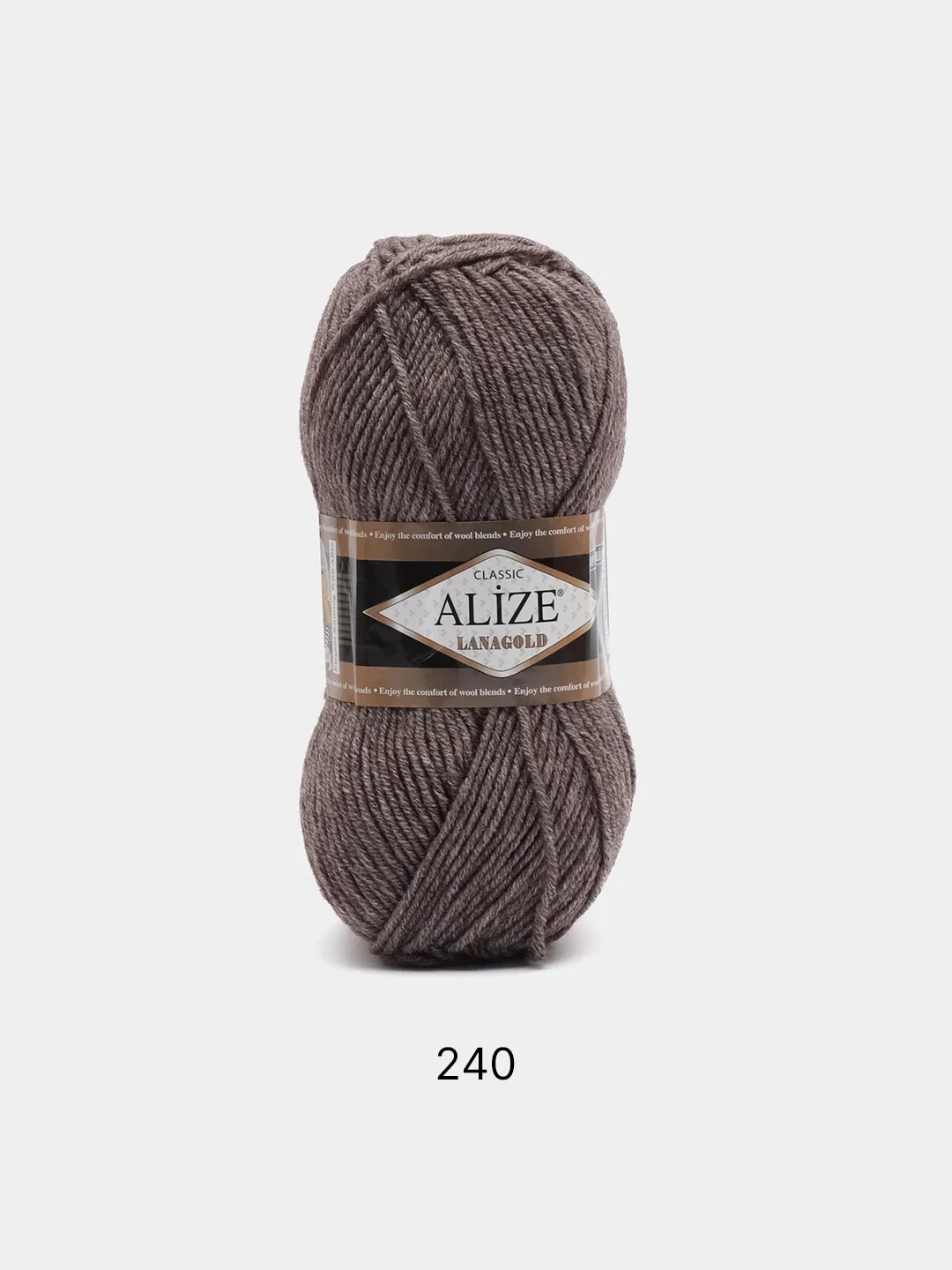 Коричневый пряжа Alize Lanagold, 49% шерсть, 51% акрил, 100 г, 240 м