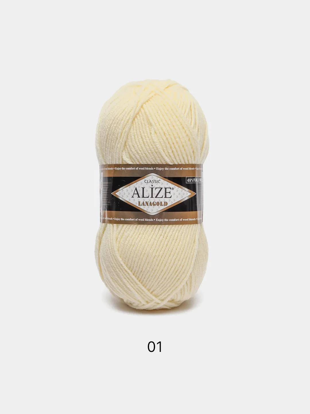Кремовый пряжа Alize Lanagold, 49% шерсть, 51% акрил, 100 г, 240 м