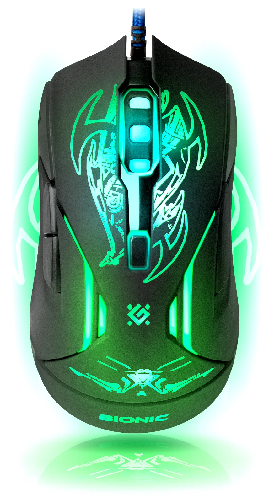 Черный игровая мышь с подсветкой Defender Bionic GM-250L, 6 кнопок, 800-3200 dpi
