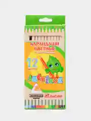 Карандаши цветные "Листёнок" 12 цв., пластик, с ластиком. JO101-12