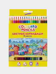 Карандаши цветные ЮНЛАНДИЯ "ДОМИКИ", 18 цветов,пластиковые,классические, грифель мягкий