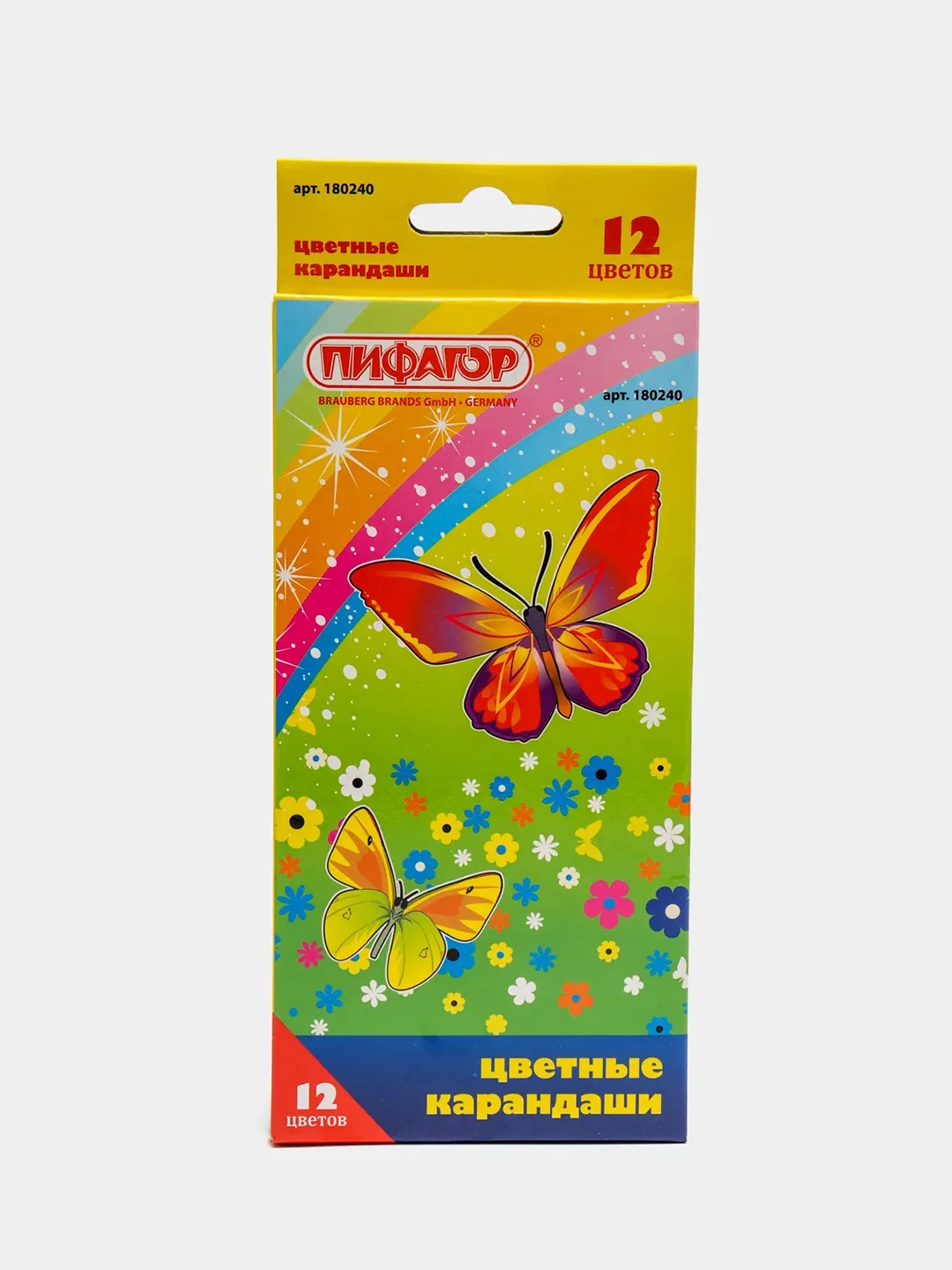 Багровый карандаши цветные ПИФАГОР "Сказочный мир", 12 цветов, картонная упаковка