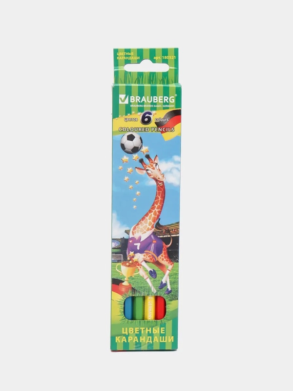 Карандаши цветные  "Football match", 6 цветов, заточенные, картонная упаковка