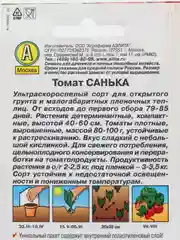 Вишнёвый семена Томат "Санька" ультраскороспелый, для открытого грунта, низкорослый, без пасынкования